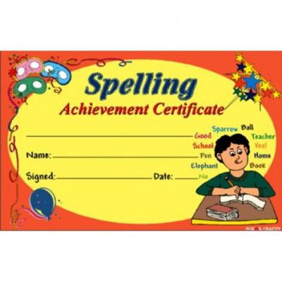 Spelling Achievement Certificate A 003